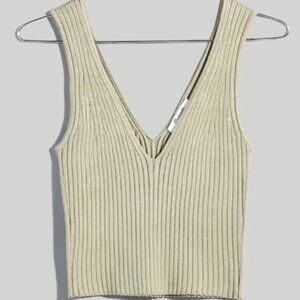 Madewell V-Neck Sweater Tank - Green - Small